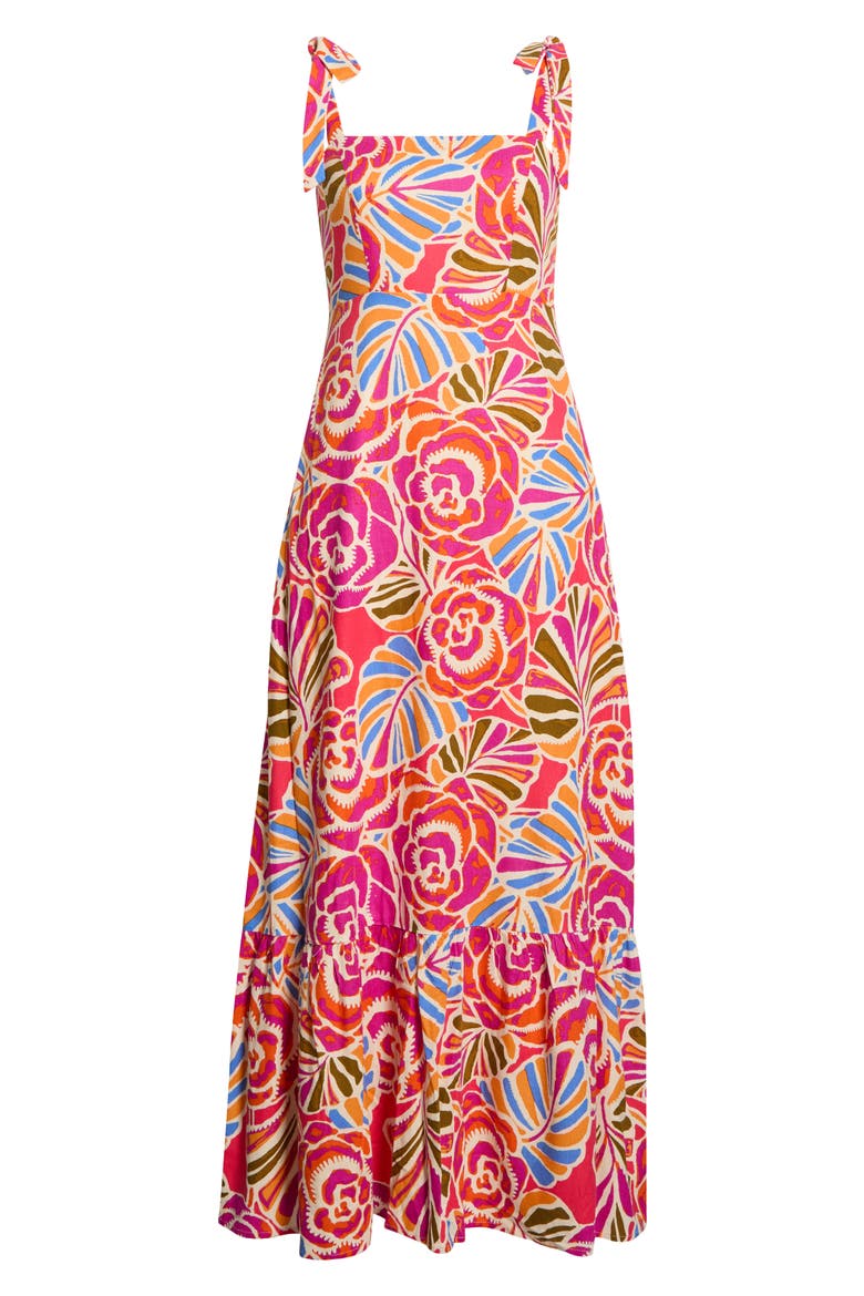 Nomi Floral Hendy Tie Strap Maxi Sundress, Alternate, color, PINK-ORANGE-BLUE