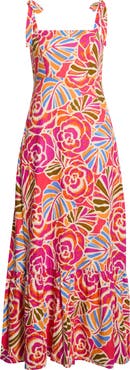 SUGARLIPS Nomi Floral Hendy Tie Strap Maxi Sundress