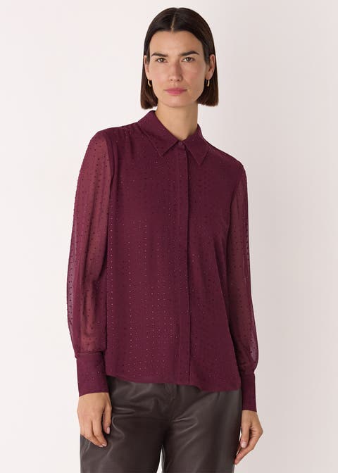 Hot Fix Sheer Embellished Shirt