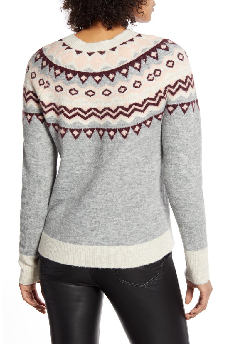 x Atlantic-Pacific Fair Isle Sweater (Nordstrom Exclusive), Alternate, color, GREY- PINK FAIRISLE