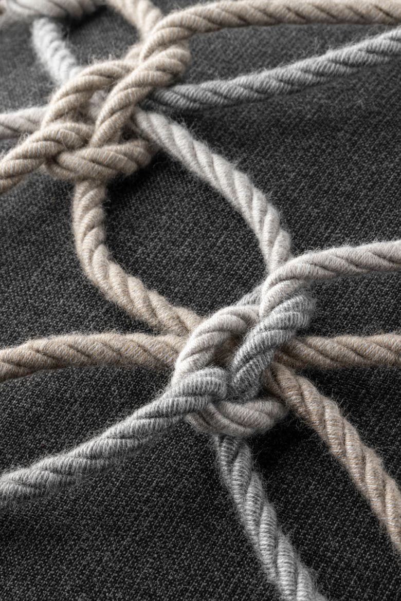 Rope Hand Knotted Macrame Indoor & Outdoor Woven Accent Pillow, Alternate, color, Carbon