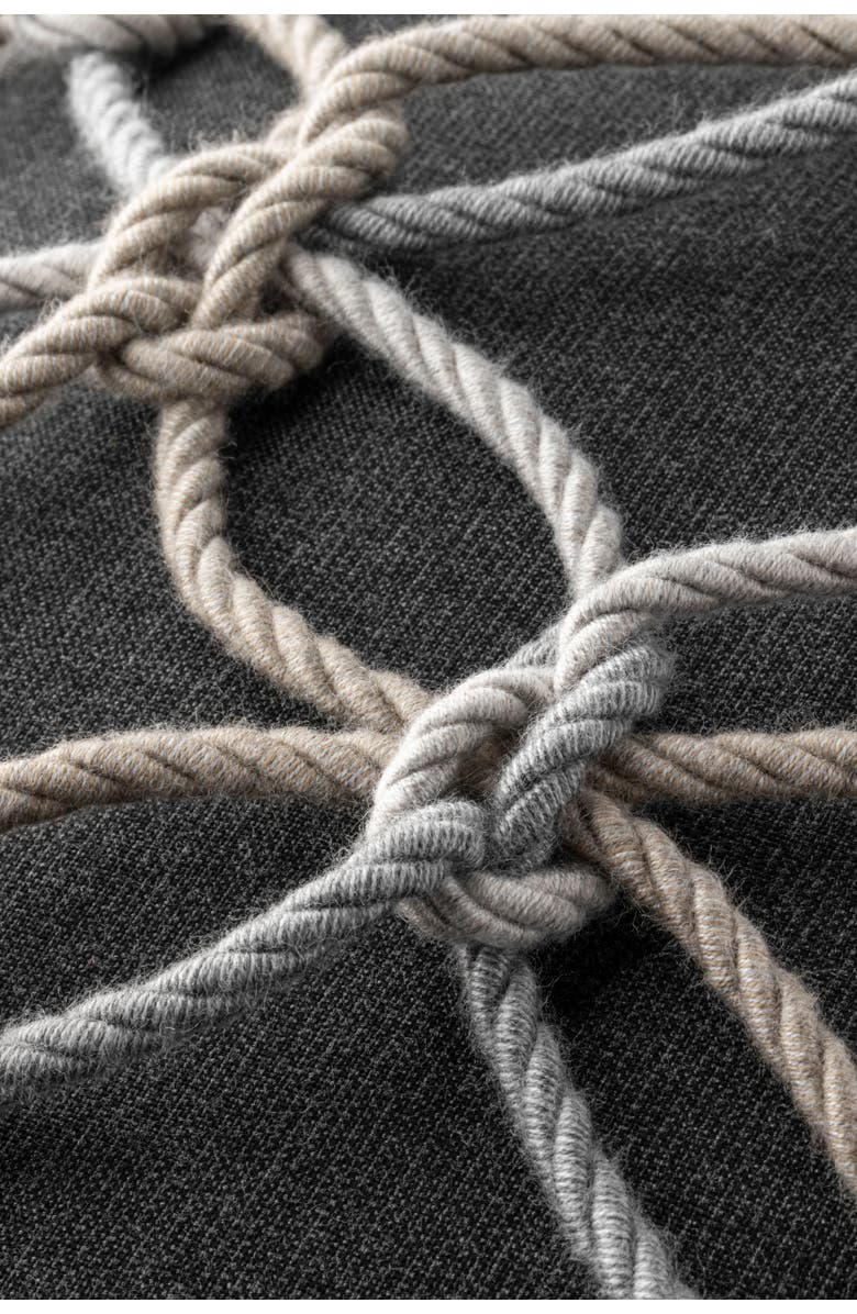 Elaine Smith Rope Hand Knotted Macrame Indoor & Outdoor Woven Accent Pillow, 20x20, Alternate, color, Carbon
