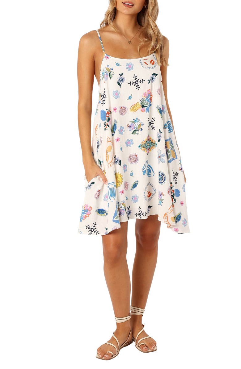 Petal & Pup Silvia Sharkbite Hem Cotton & Linen Sundress, Main, color,