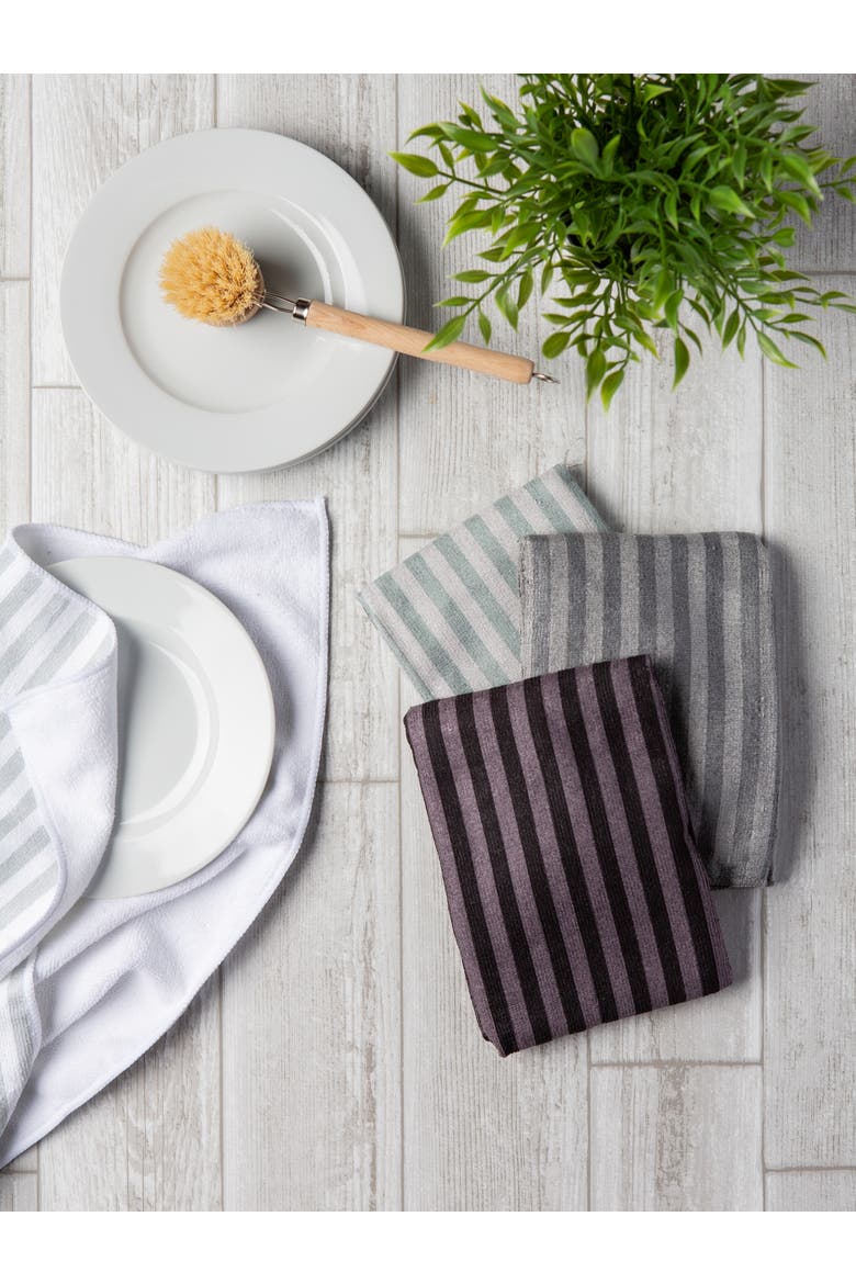 Gray Stripe Microfiber Towel Set/4, Alternate, color, Gray