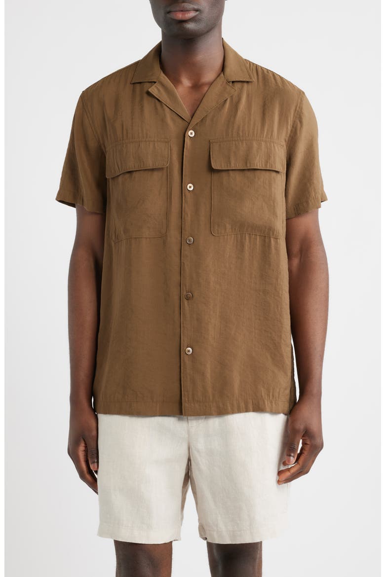 Pocket Resort Short Sleeve Shirt, Main, color, BROWN DESERT