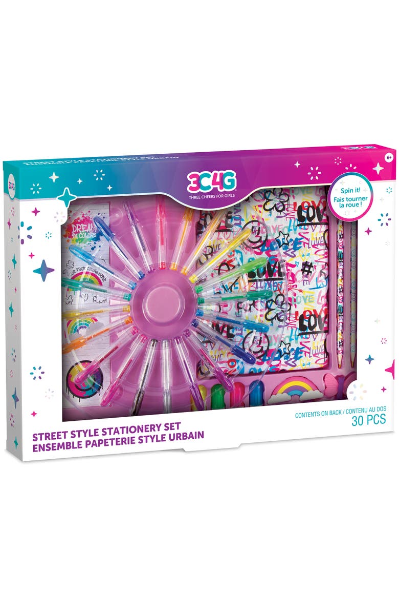 Three Cheers For Girls Street Style Stationery Set 30 Piece Set, 160 Page Lined Journal, Main, color, Multicolored