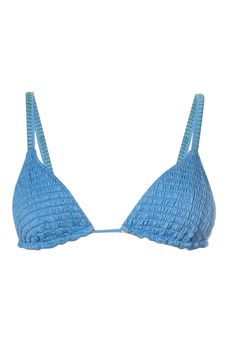 Ocean Drift Row Smocked Reversible Bikini Top, Alternate, color, BLUE