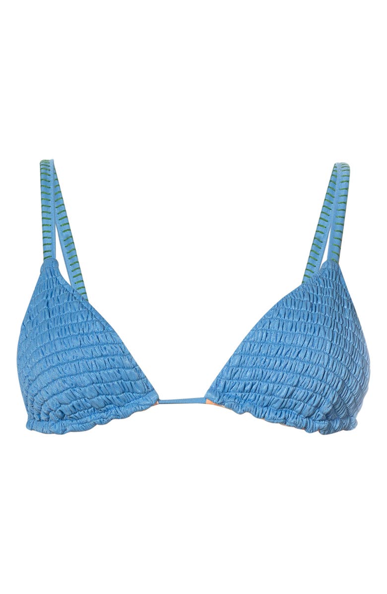 Maaji Ocean Drift Row Smocked Reversible Bikini Top, Alternate, color, Blue