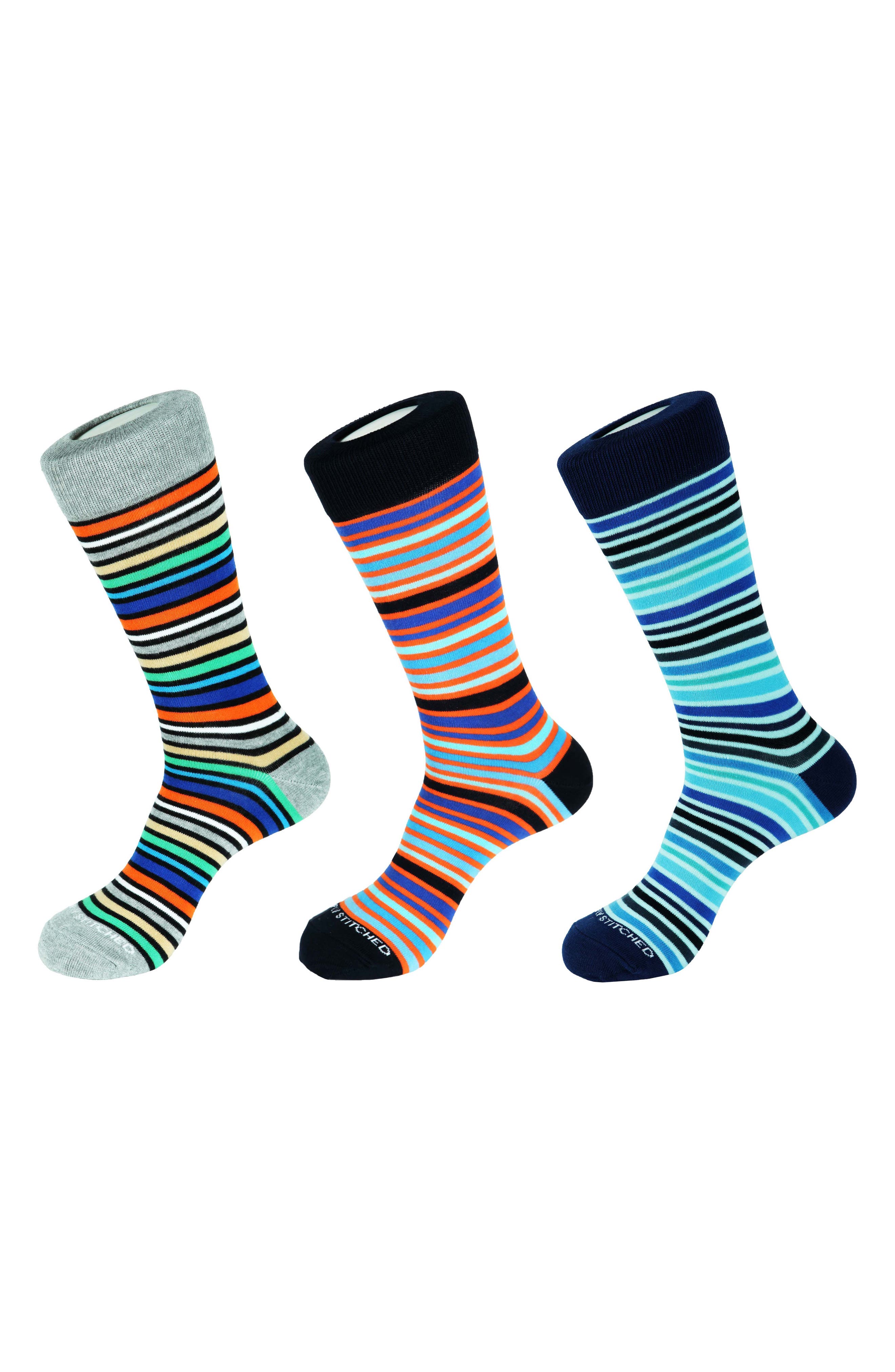 UNSIMPLY STITCHED 3-Pack Assorted Stripe Crew Socks