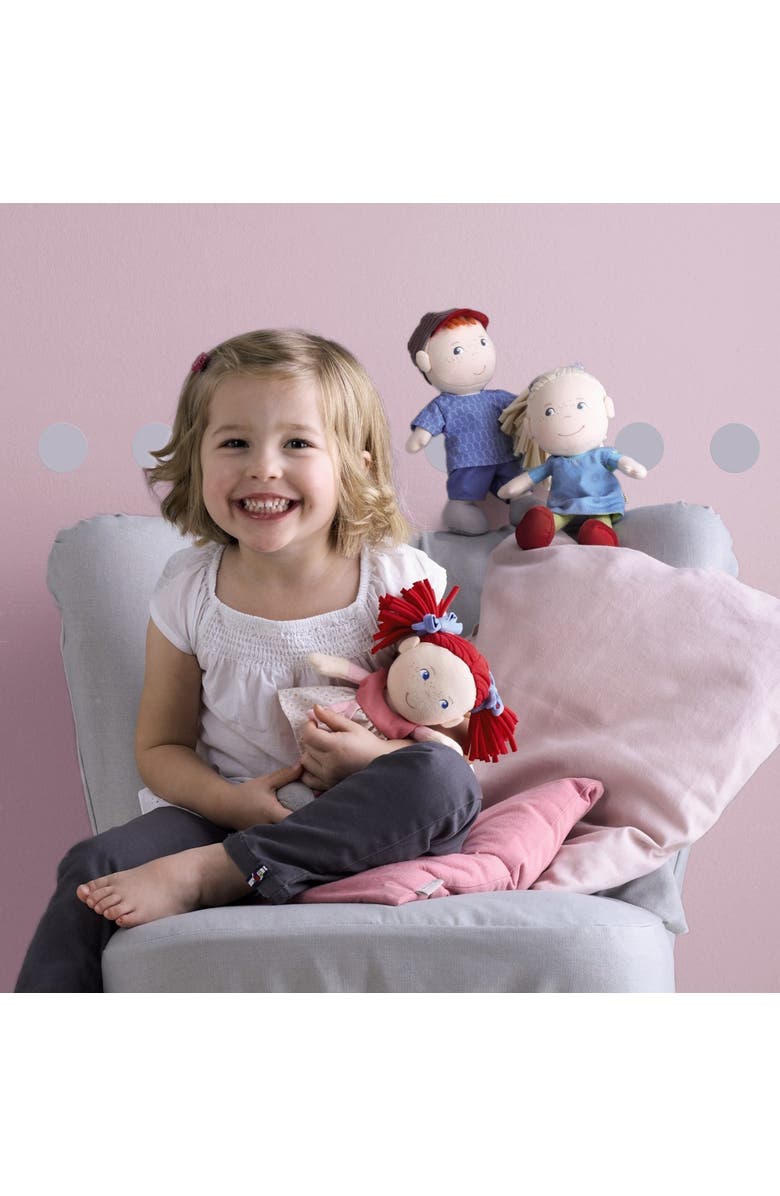 HABA Mirle Soft 8" Plush Doll in Gift Tin, My First Baby Doll for Toddlers 1-3, Perfect Small Plush Toys and Baby Shower Gift, Alternate, color, Multi