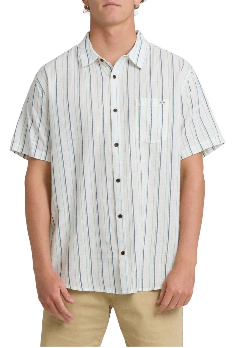 All Day Stripe Short Sleeve Button-Up Shirt, Main, color, CREAM