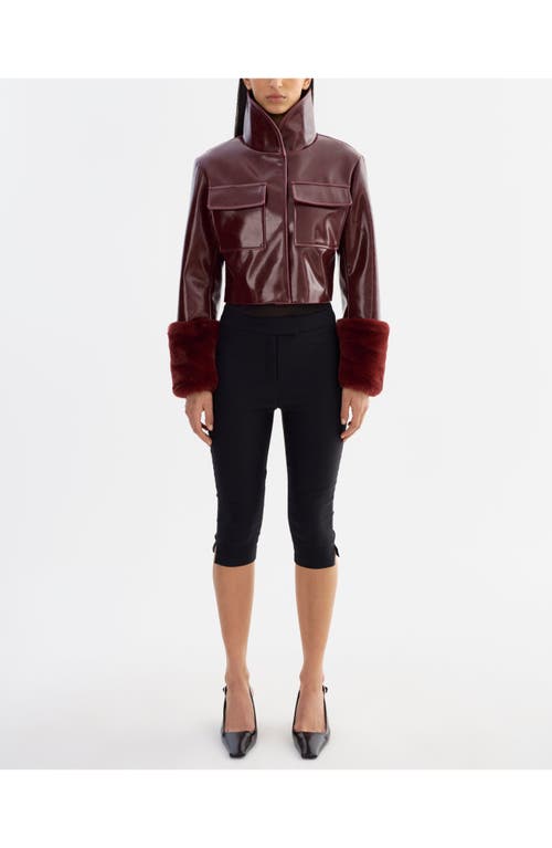 Lamarque Hedda Cropped Faux Leather Jacket In Burgundy