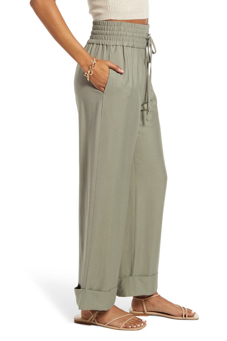 Wide Leg Pants, Alternate, color, GREEN VETIVER