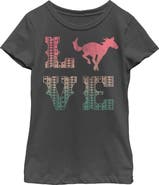 Lost Gods Girl's Lost Gods Horse Retro Love Text  Graphic T-Shirt