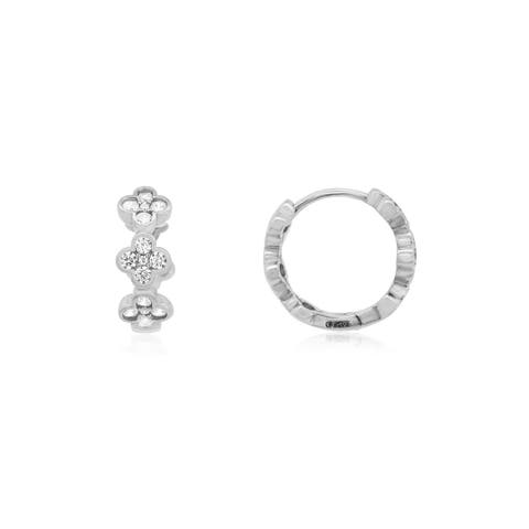 CZ Clover Huggie Hoop Earrings