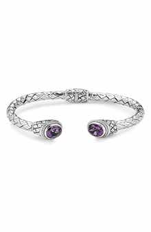 Sterling Silver Oval Stone Bangle