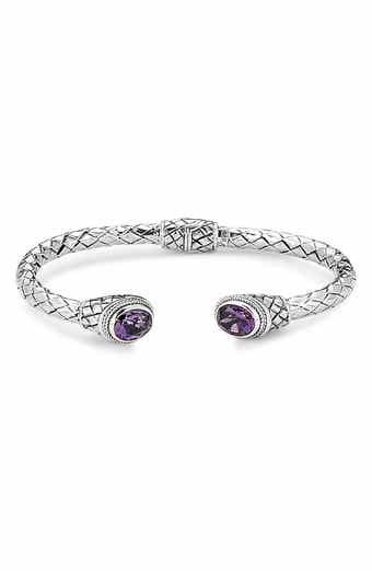Sterling Silver Oval Stone Bangle