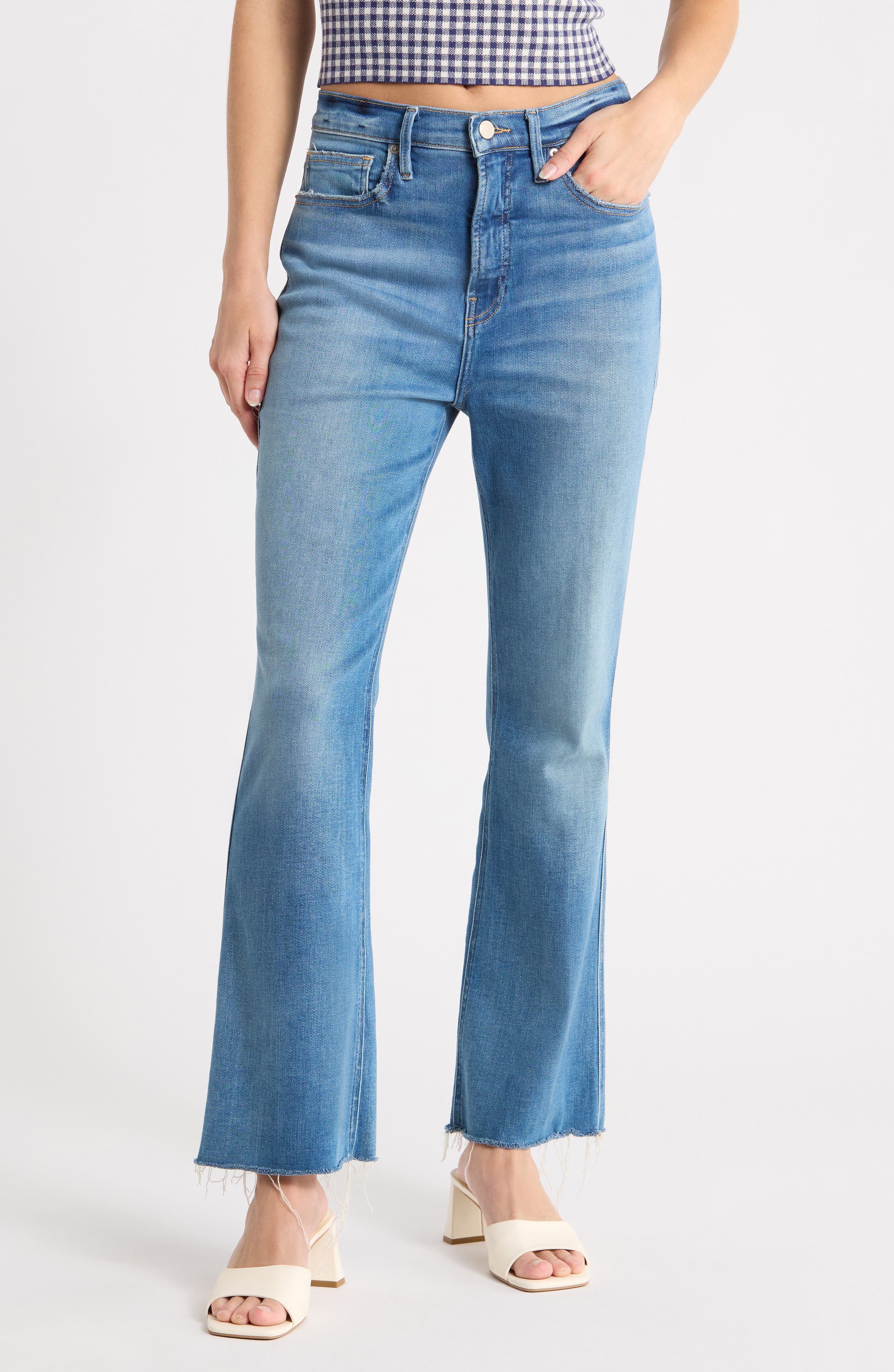 Soft-Tech Good Raw Hem Kick Flare Jeans