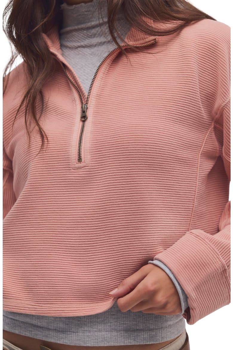 We The Free Celeste Quarter-Zip Pullover, Alternate, color, CORAL PINK