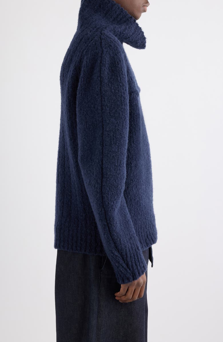 Dries Van Noten Major Funnel Neck Wool Sweater, Alternate, color, Navy