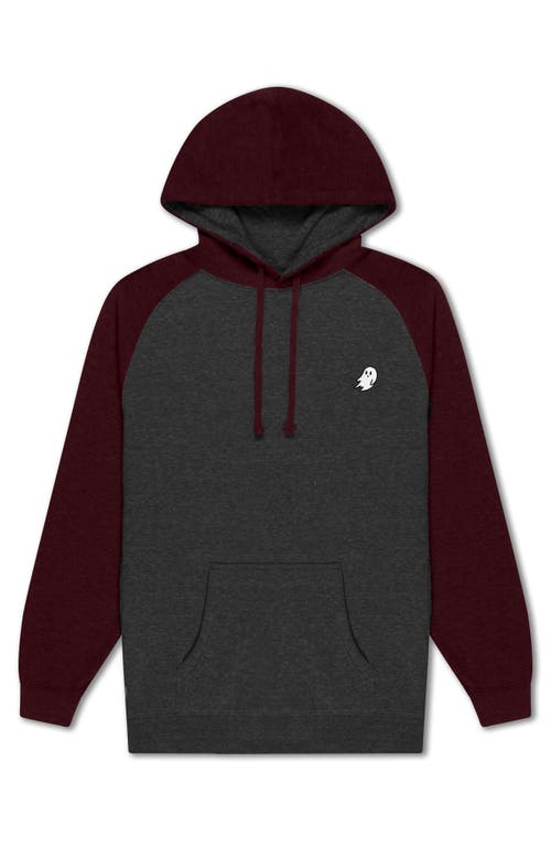 Dalix Mens Ghost Midweight Fleece Raglan Sleeve Hoodie In Burgundy