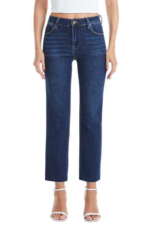 Raw Hem Crop Straight Leg Jeans