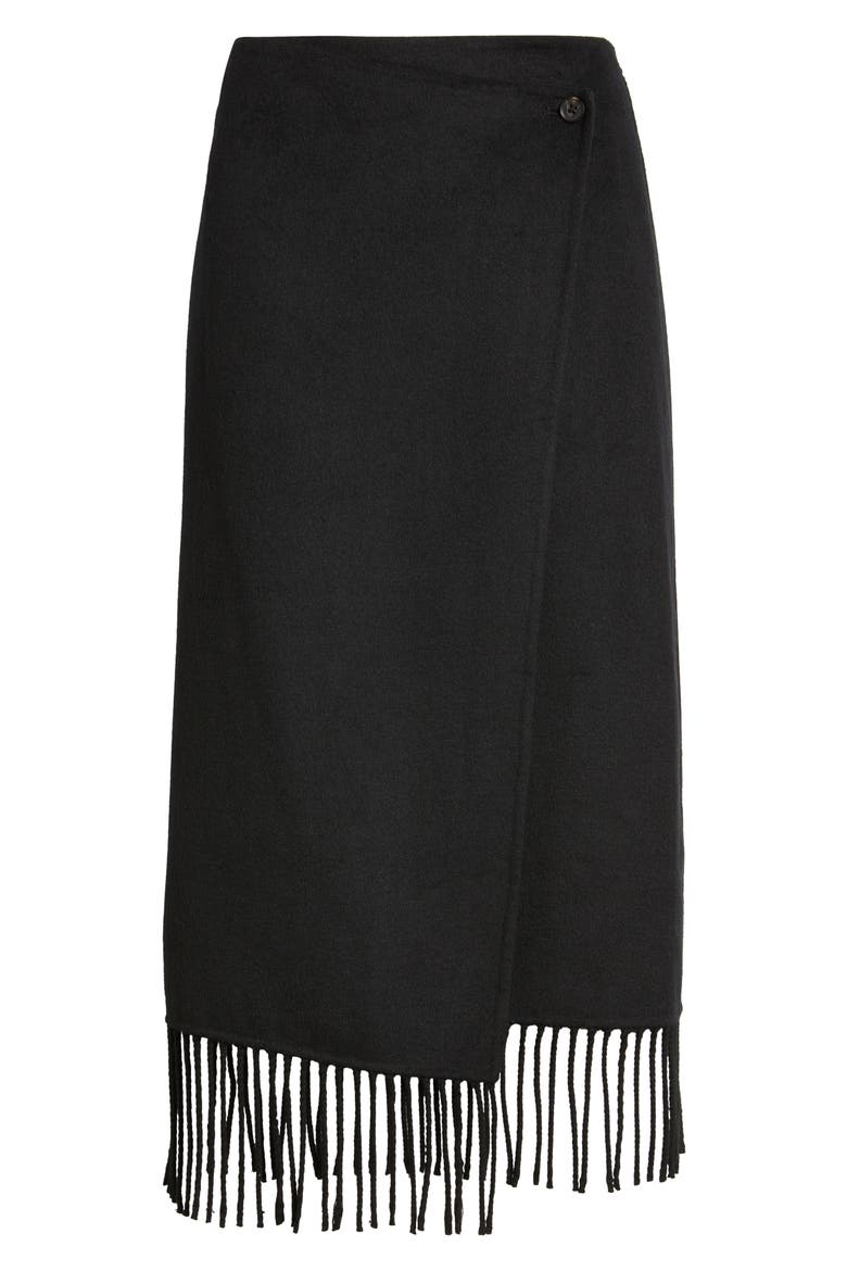 Odette Wool Blend Midi Skirt, Alternate, color, BLACK