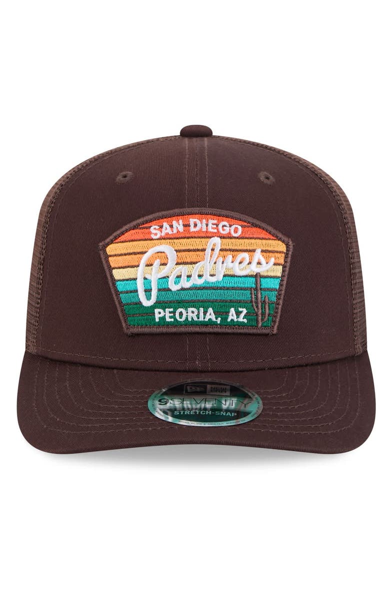 New Era Men's New Era  Brown San Diego Padres 2025 Spring Training 9SEVENTY Stretch-Snap Trucker Hat, Alternate, color, 