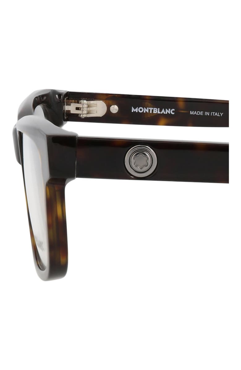 Montblanc 54mm Rectangular Optical Glasses, Alternate, color, Havana Transparent