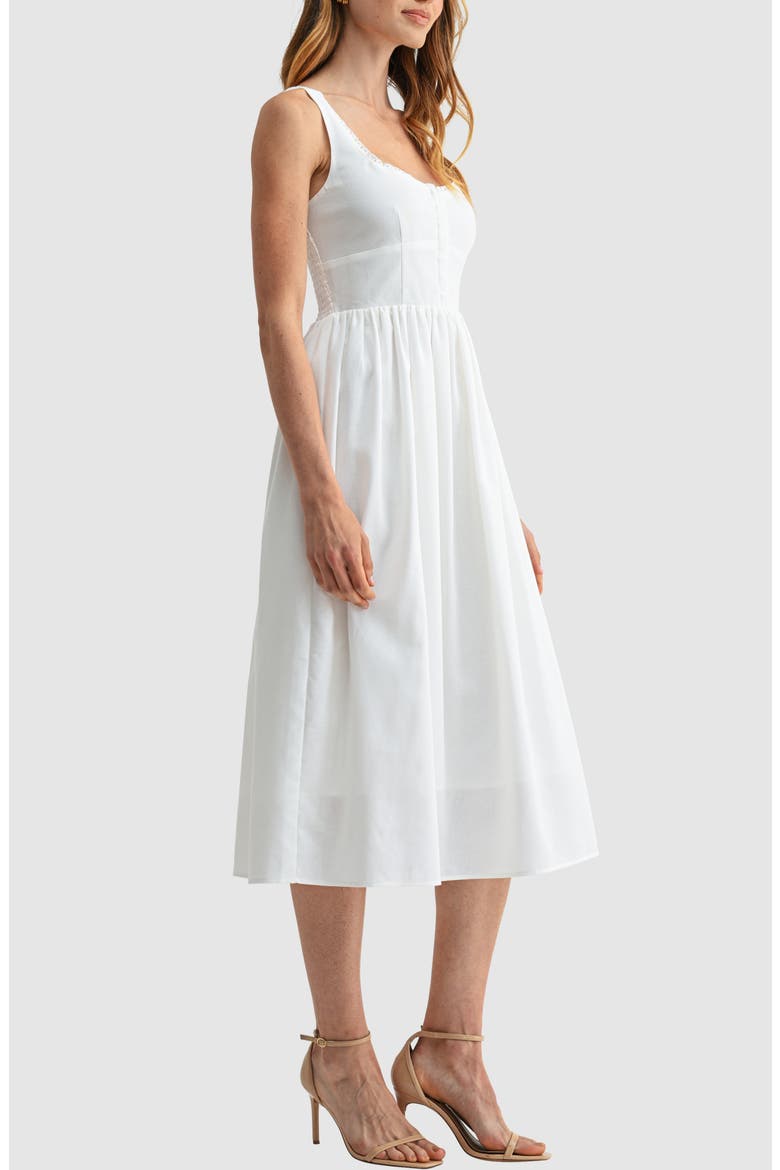 Corset A-Line Midi Dress, Alternate, color, WHITE