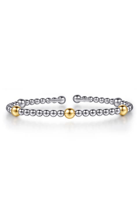 Sterling Silver & 14K Gold Split Bangle Bracelet