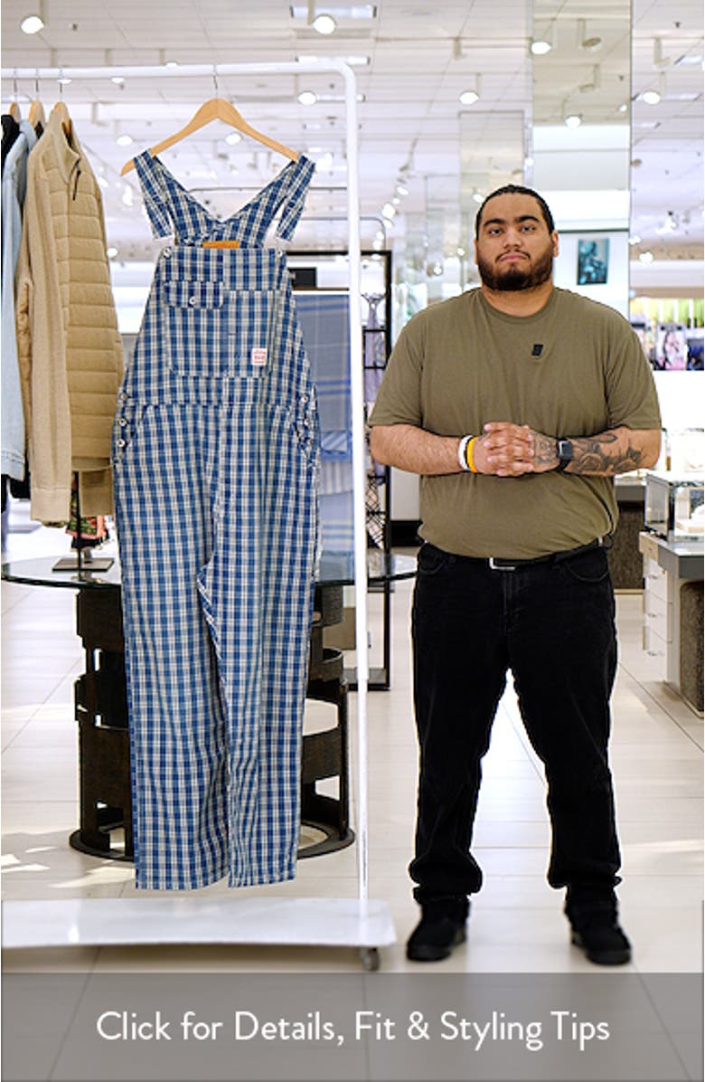 Loose Check Print Cotton Denim Overalls, sales video thumbnail