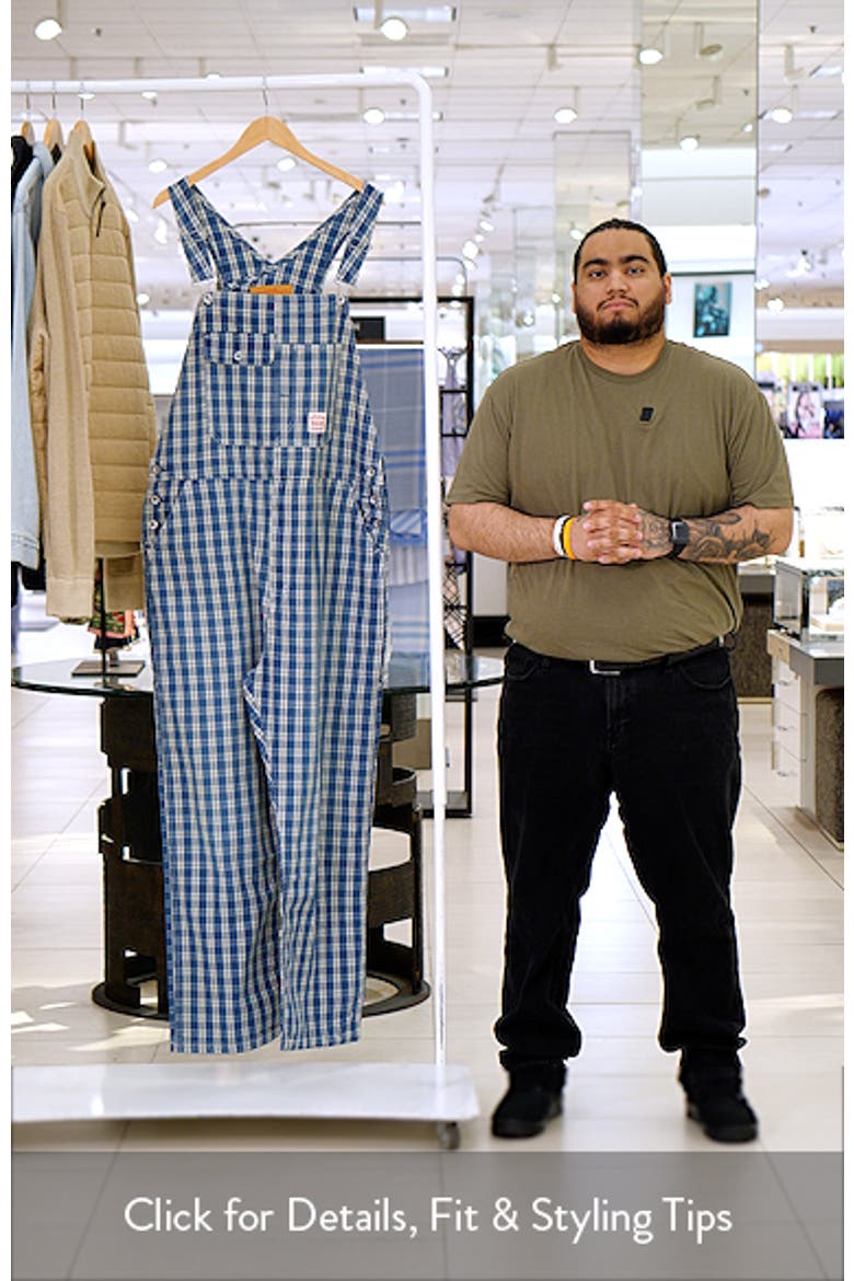 Loose Check Print Cotton Denim Overalls video