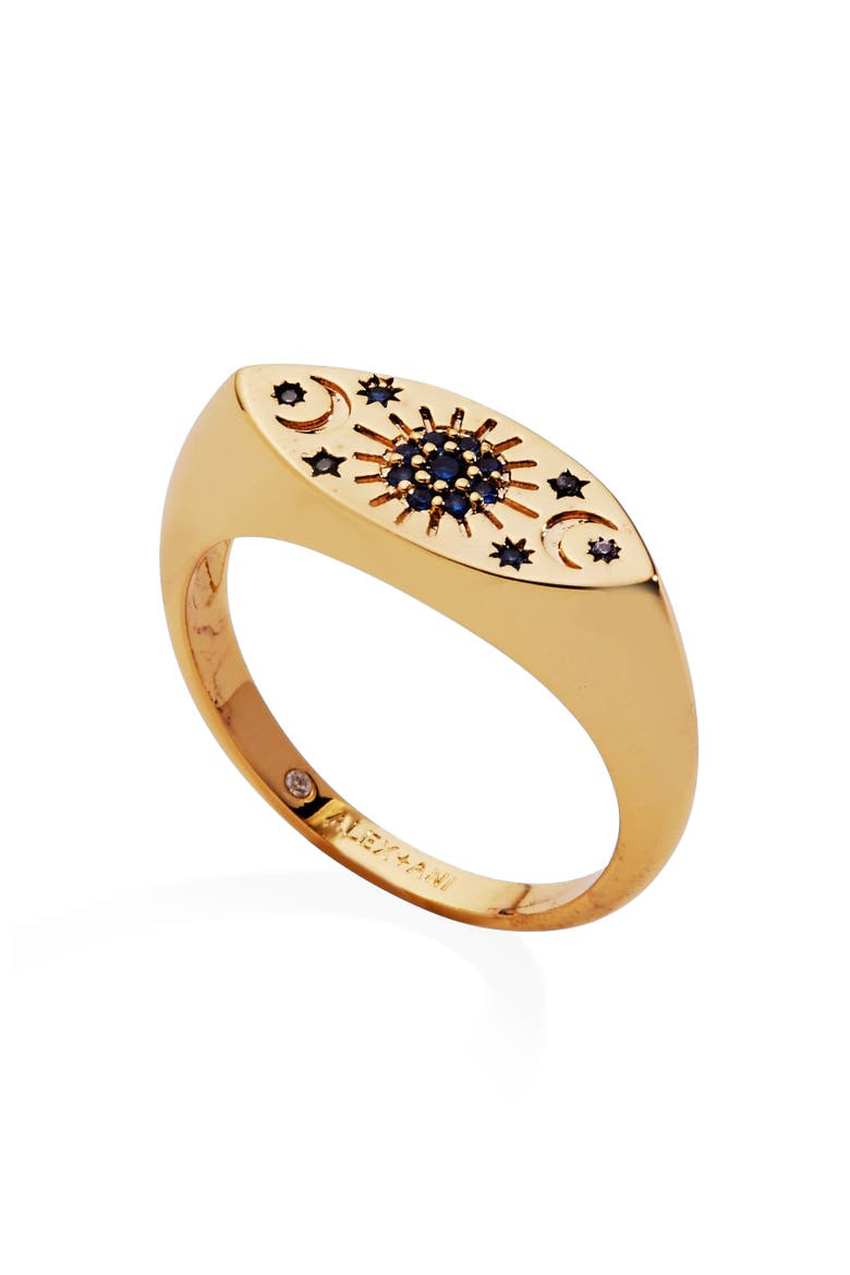 Evil Eye Signet Ring, Alternate, color, Gold Blue