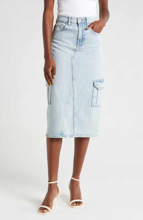 Highland Cargo Denim Midi Skirt