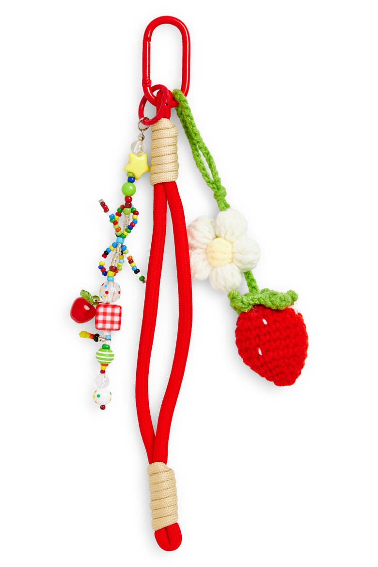 Kids' Strawberry Bag Charm, Main, color, RED