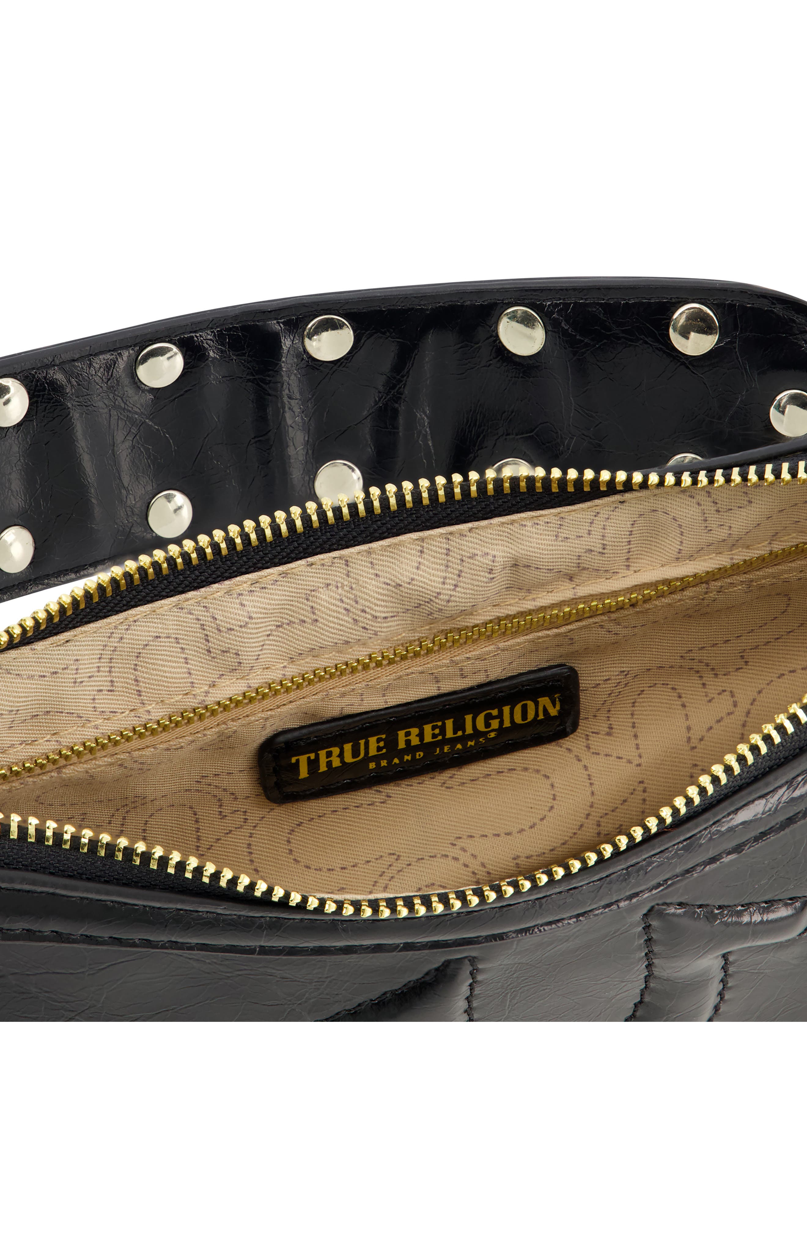 True Religion Studded Horseshoe Shoulder Bag, Alternate, color, Black