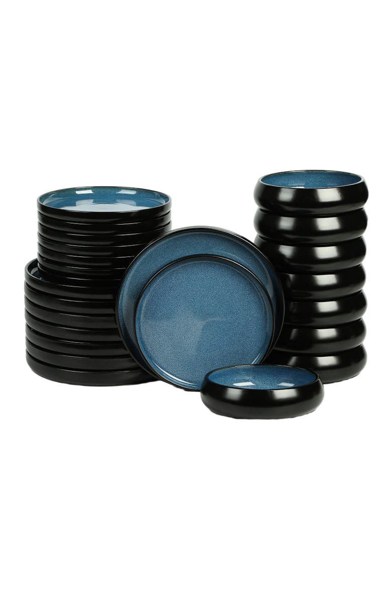 Lagoon Stoneware 24-Piece Dinnerware Set, Main, color, Blue