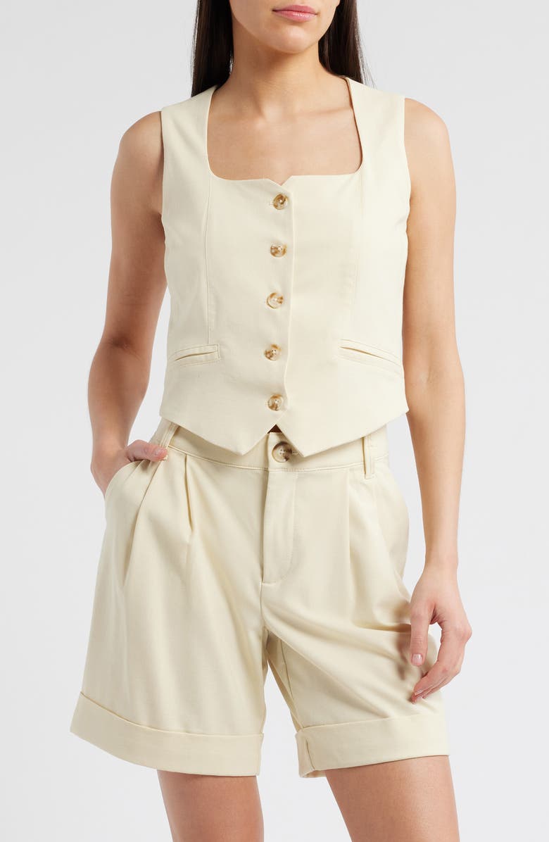 Wit & Wisdom Button Front Vest, Main, color, Frosty Lemon