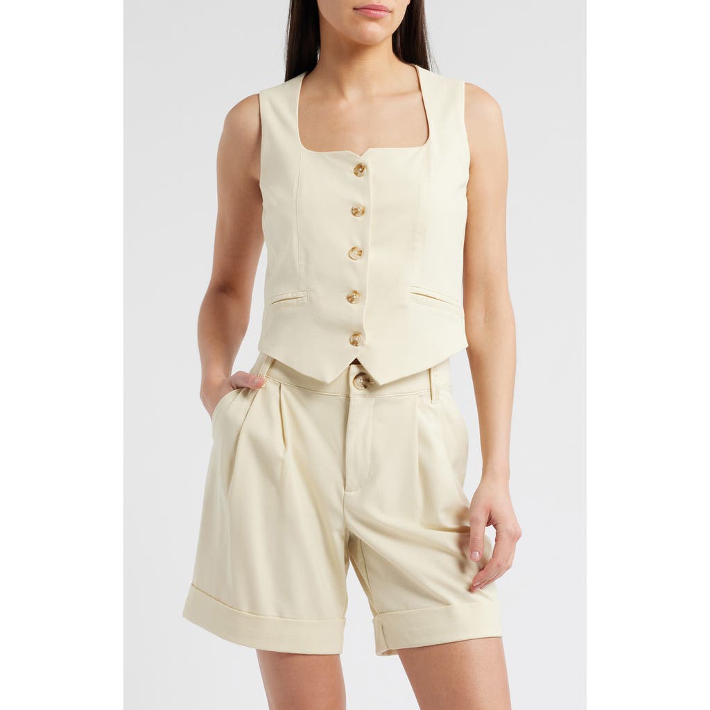 Wit & Wisdom Button Front Vest In Frosty Lemon