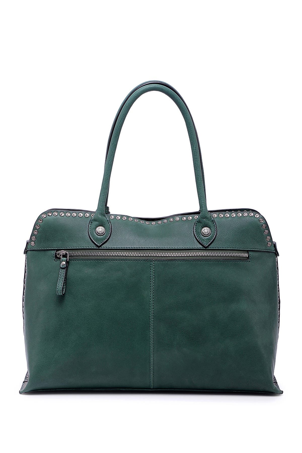 Soul Stud Leather Satchel Bag, Alternate, color, KALE