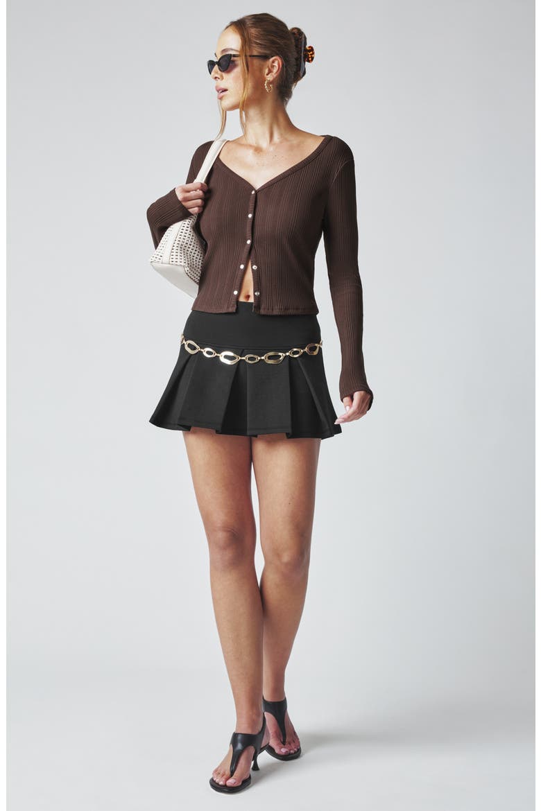 Pleated Mini Skort, Alternate, color, BLACK