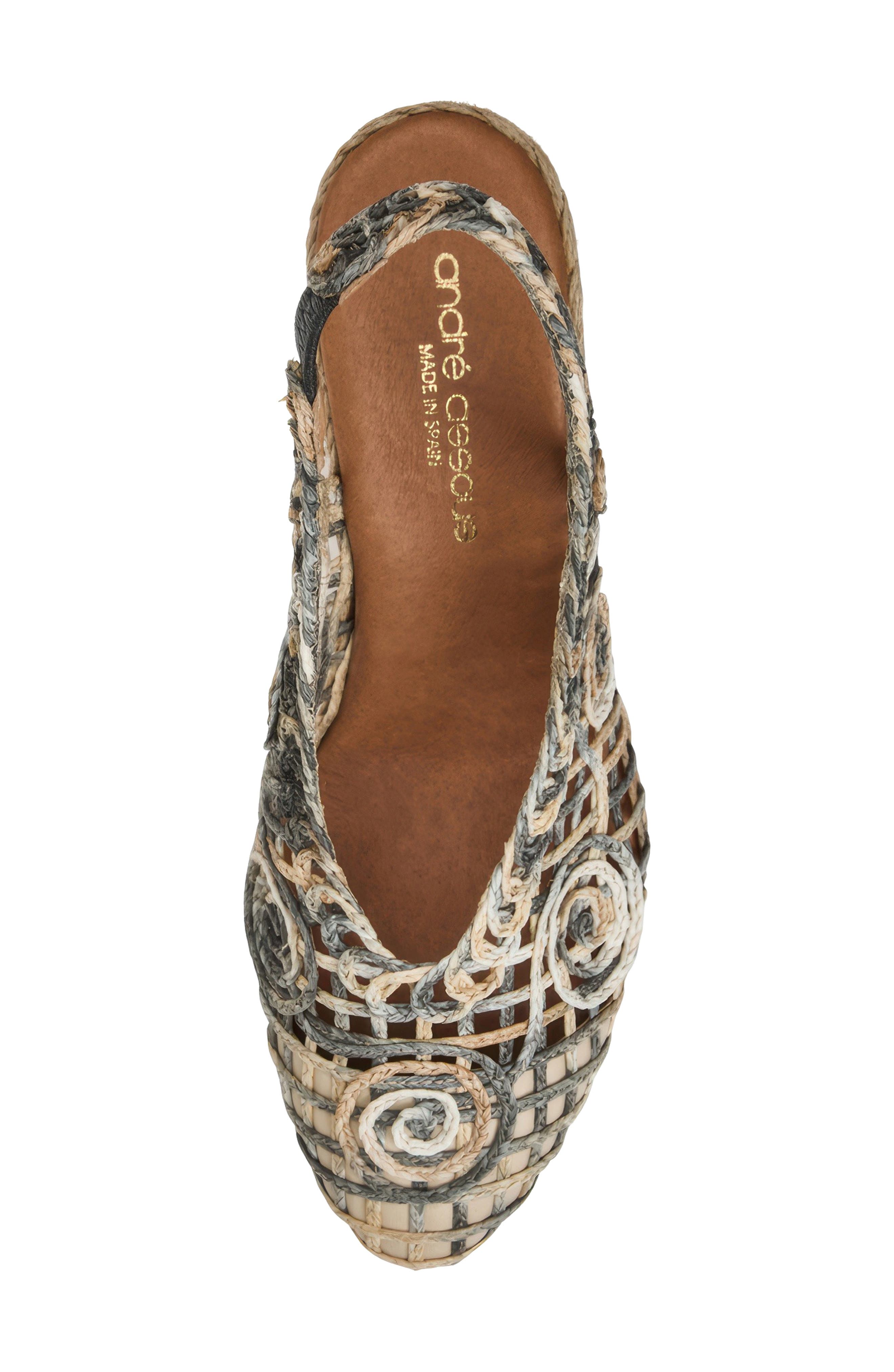 Pamala Slingback Wedge Pump, Alternate, color, BLACK/ NATURAL RAFFIA