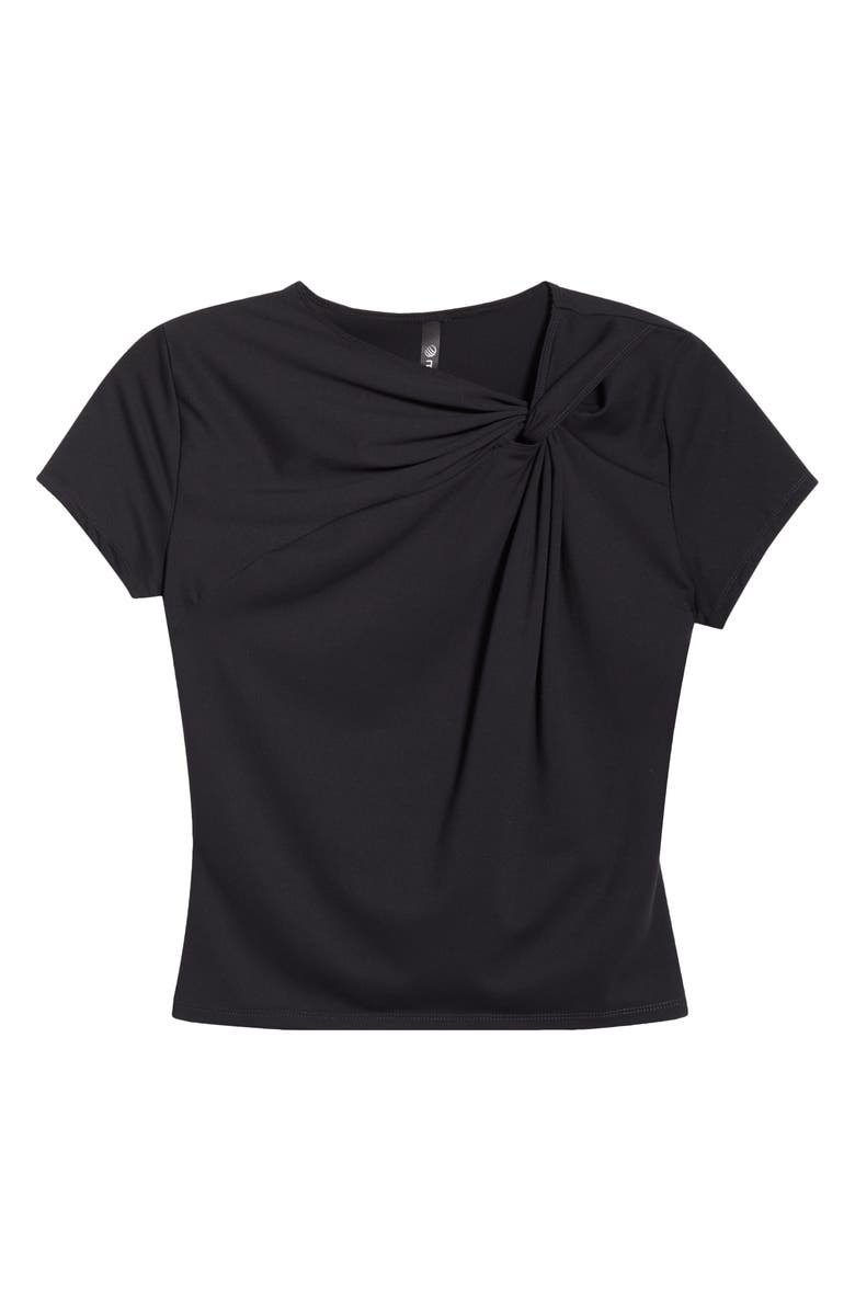 MPG Asymmetric Twist Neck Crop T-Shirt, Main, color, Black