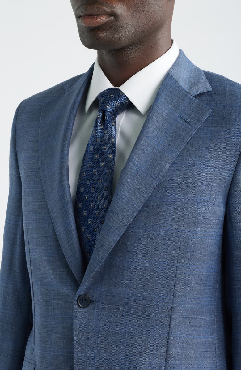 Heritage Gold Slate Blue Mélange Plaid Wool Suit, Alternate, color, Blue