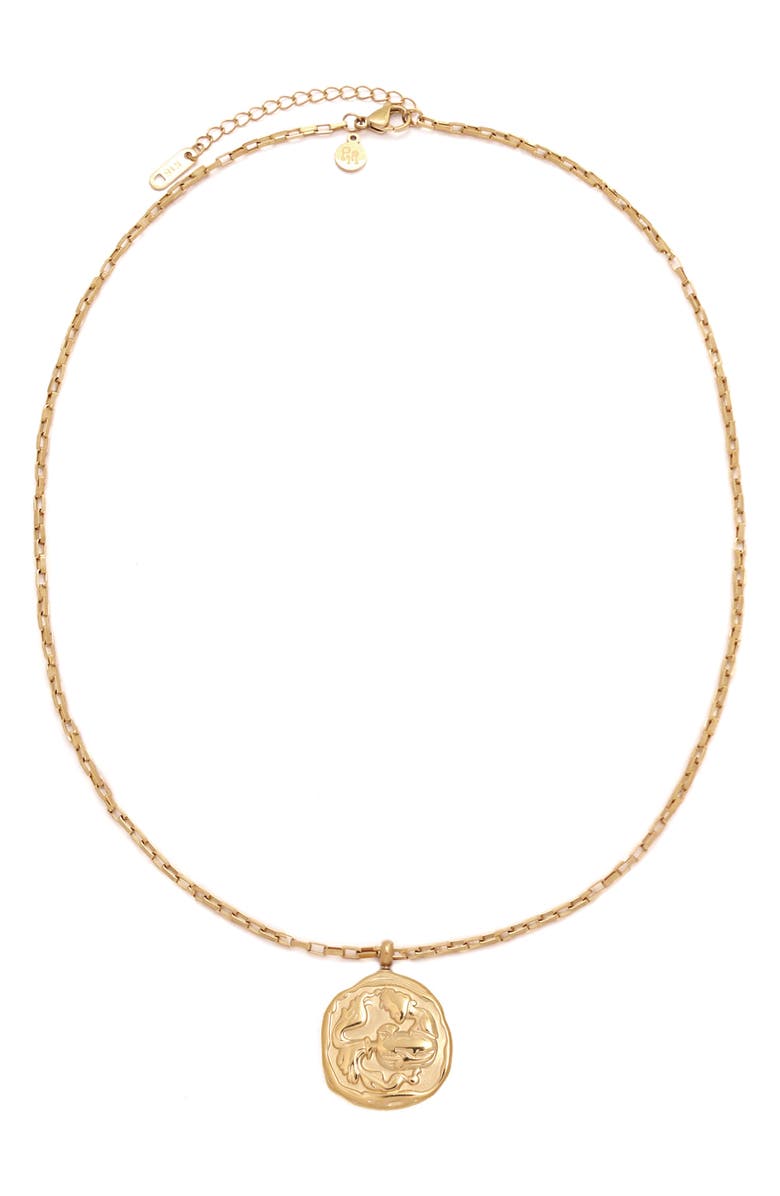 Petit Moments Horoscope Charm Necklace, Main, color, Gold-Aquarius
