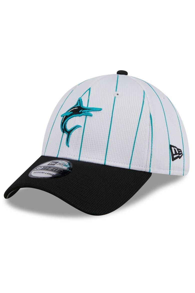Men's New Era  White Miami Marlins 2024 Batting Practice 39THIRTY Flex Hat, Main, color, White