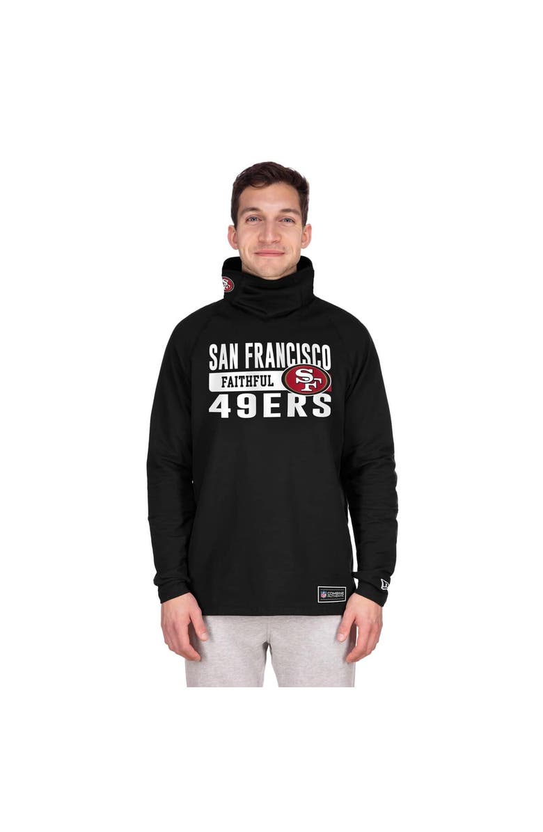 New Era Men's New Era Black San Francisco 49ers Functional Fandom Balaclava Helmet Stripe Tri-Blend Hoodie, Alternate, color, Black