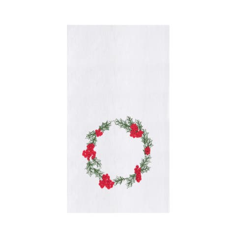 Christmas Wreath 100% Cotton Flour Sack Dishtowel