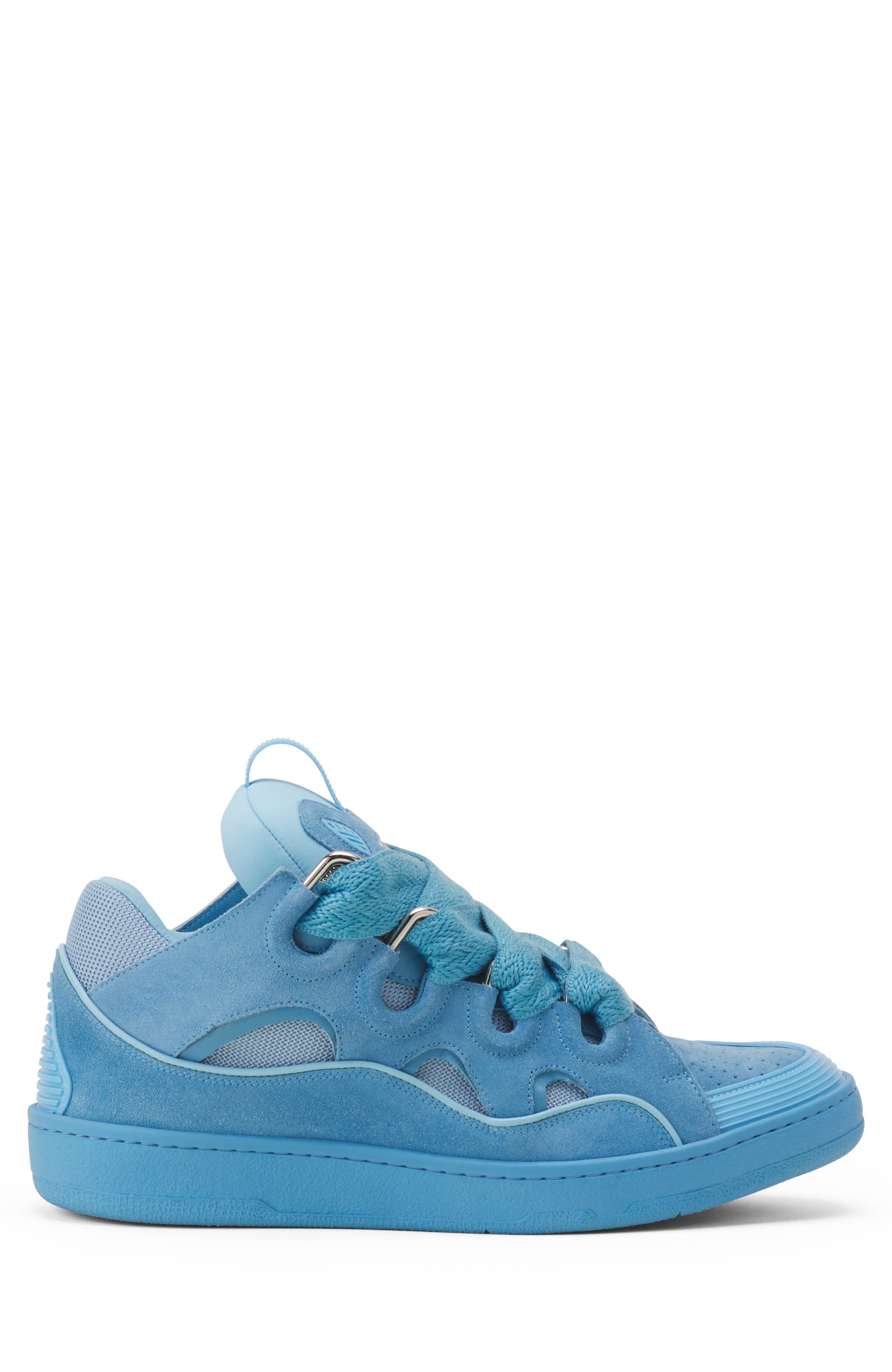 Lanvin Curb Monochrome Suede Sneakers, Main, color, Blue